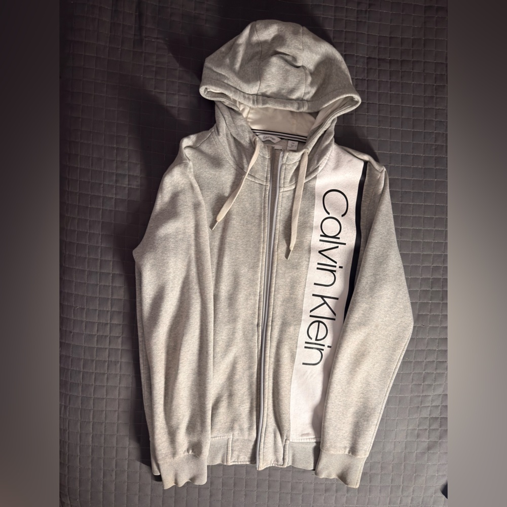 Calvin Klein Light Gray Zip-Up Hoodie